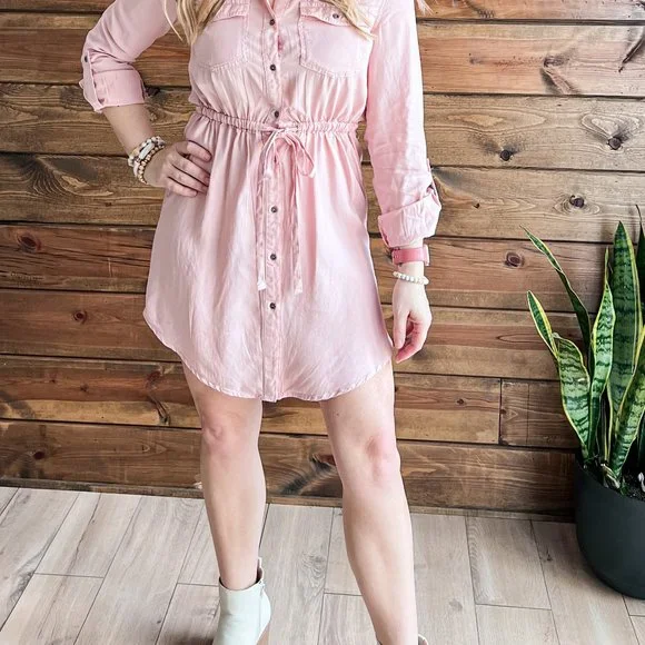 THE JESSIE PINK DENIM DRESS - Picture 6 of 11
